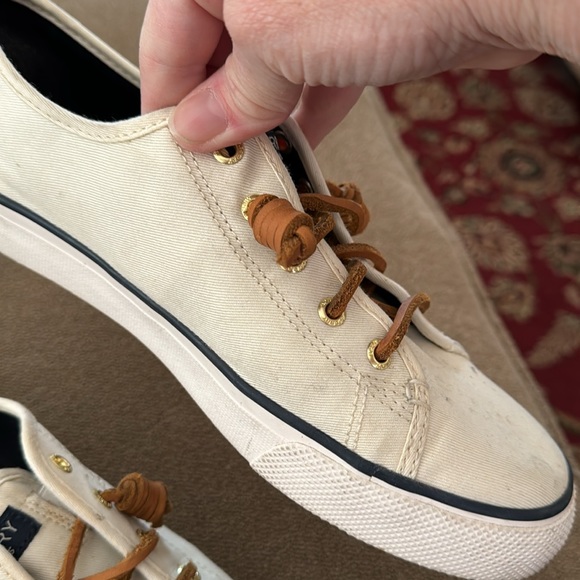 Sperry Top Sider Casual Sneakers Size Womens 9.5 Ivory Blue Trim (TD) - Picture 8 of 10